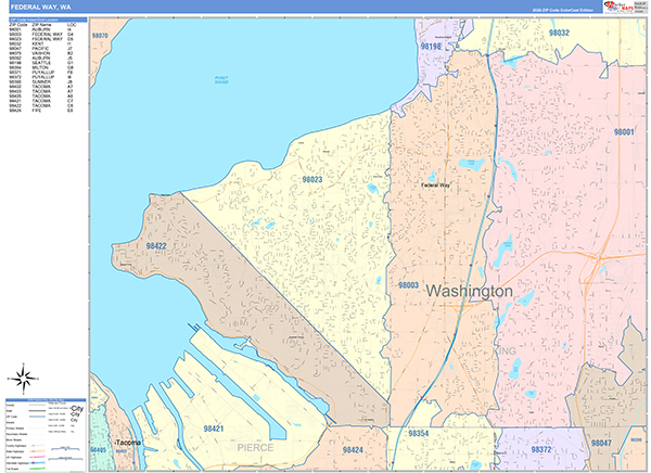 Federal Way, WA Zip Code Map